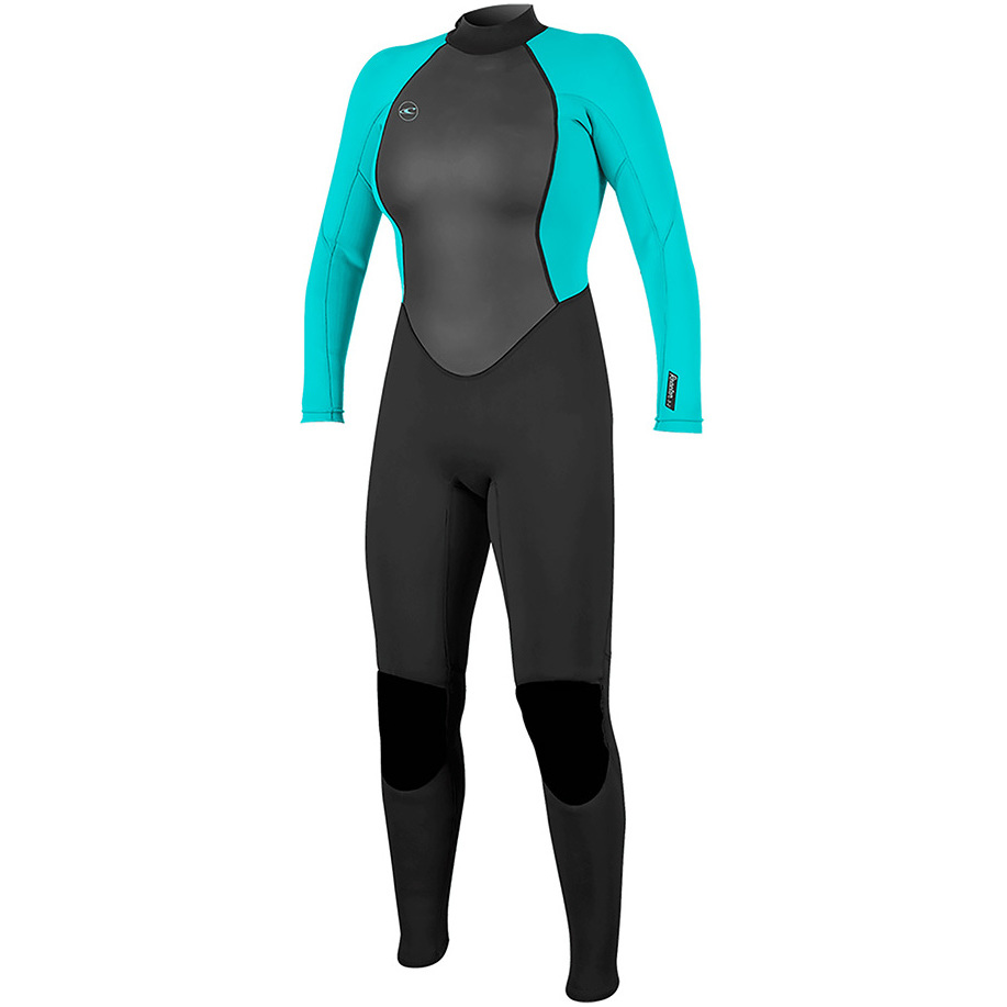 2025 O'neill Feminino Reactor Ii 3/2mm Back Zip Fato De Mergulho 5042 - Preto / Aqua